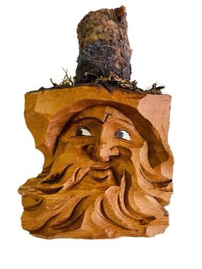 Hand Carved Wood Vintage Folk Art Wall Hanging 5” x 3” x 2”